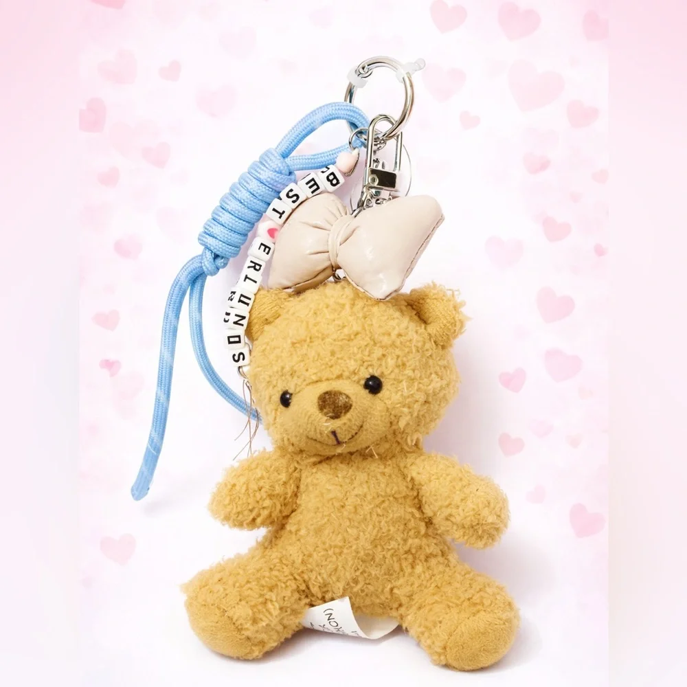 BAG CHARM Dream Pink- BEST FRIENDS LRG Teddy bear W/bow &accessories keychain